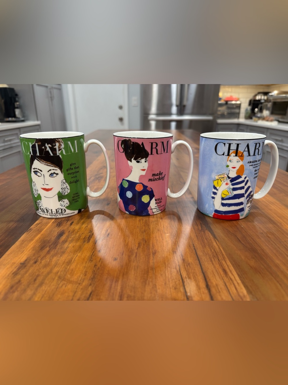 Kate Spade New York x Lenox CHARM Coffee Mugs Cups (Set of 3)